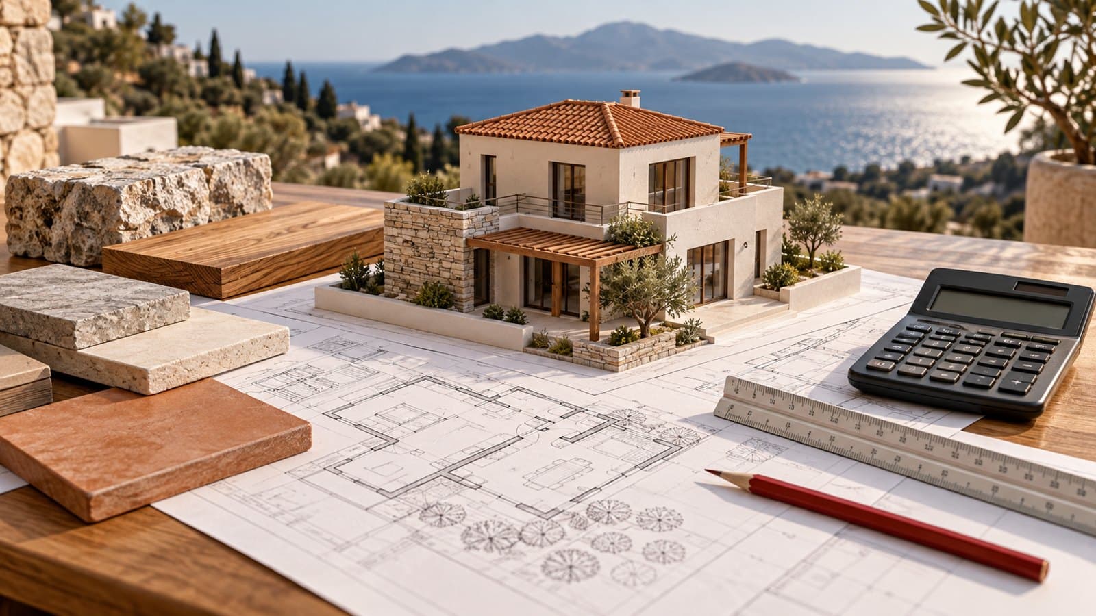 House model, plans and building materials for assessing reconstruction cost